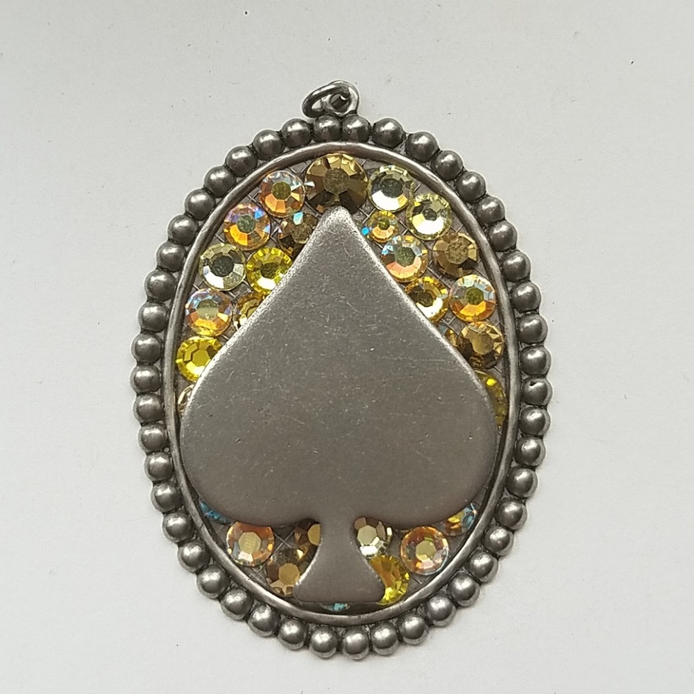 Yellow Rhinestone Spade Necklace Sample - image 1